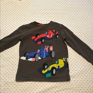 Mini Boden Brown Race Car Long Sleeve Tee